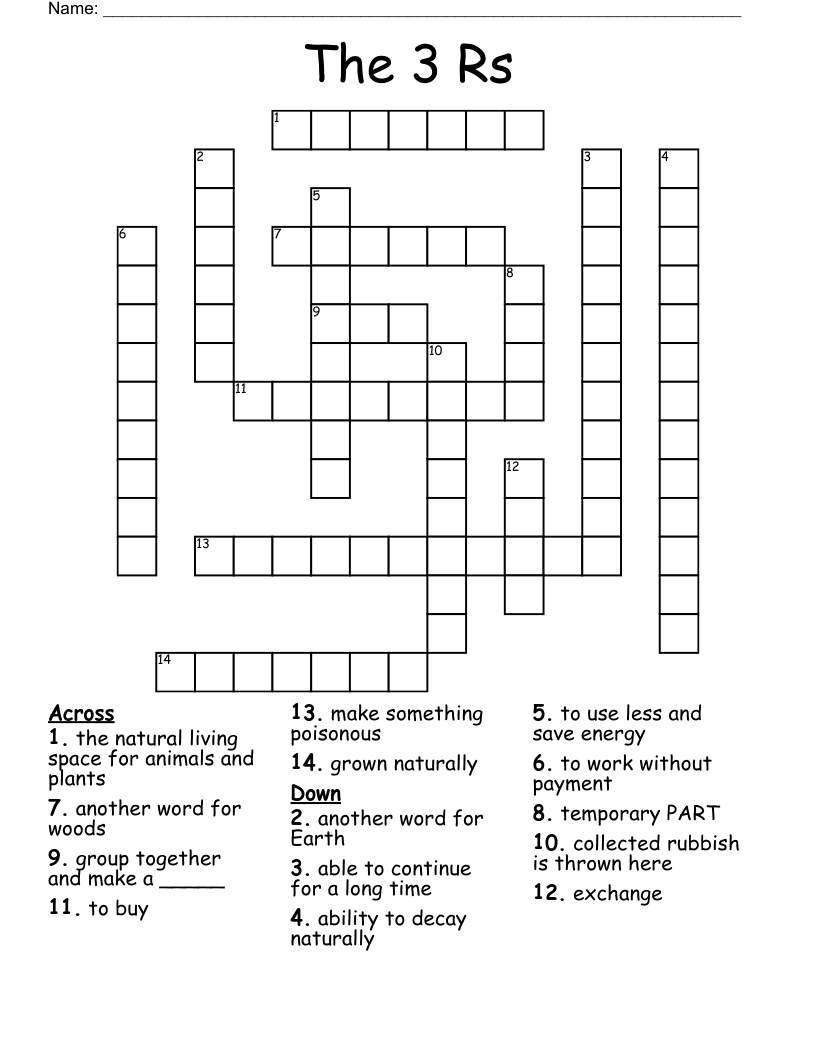The 3 Rs Crossword