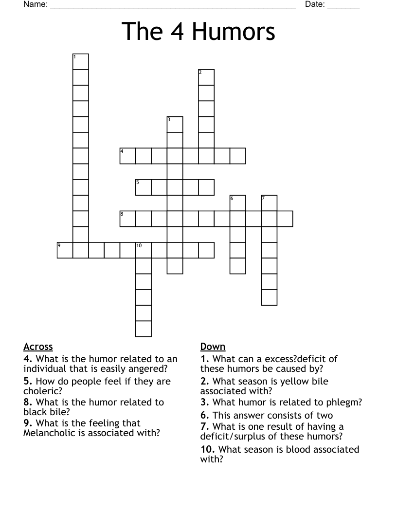 The 4 Humors Crossword