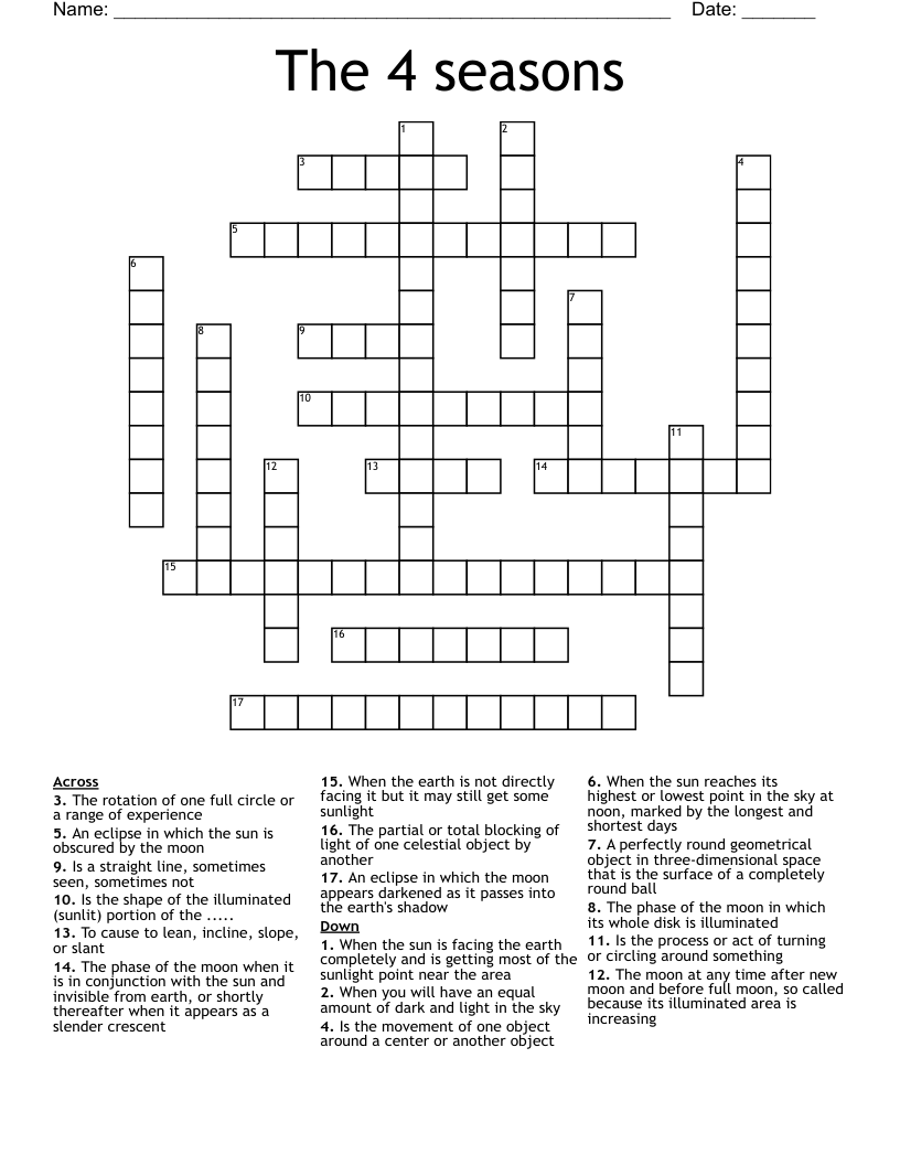 The 4 seasons Crossword