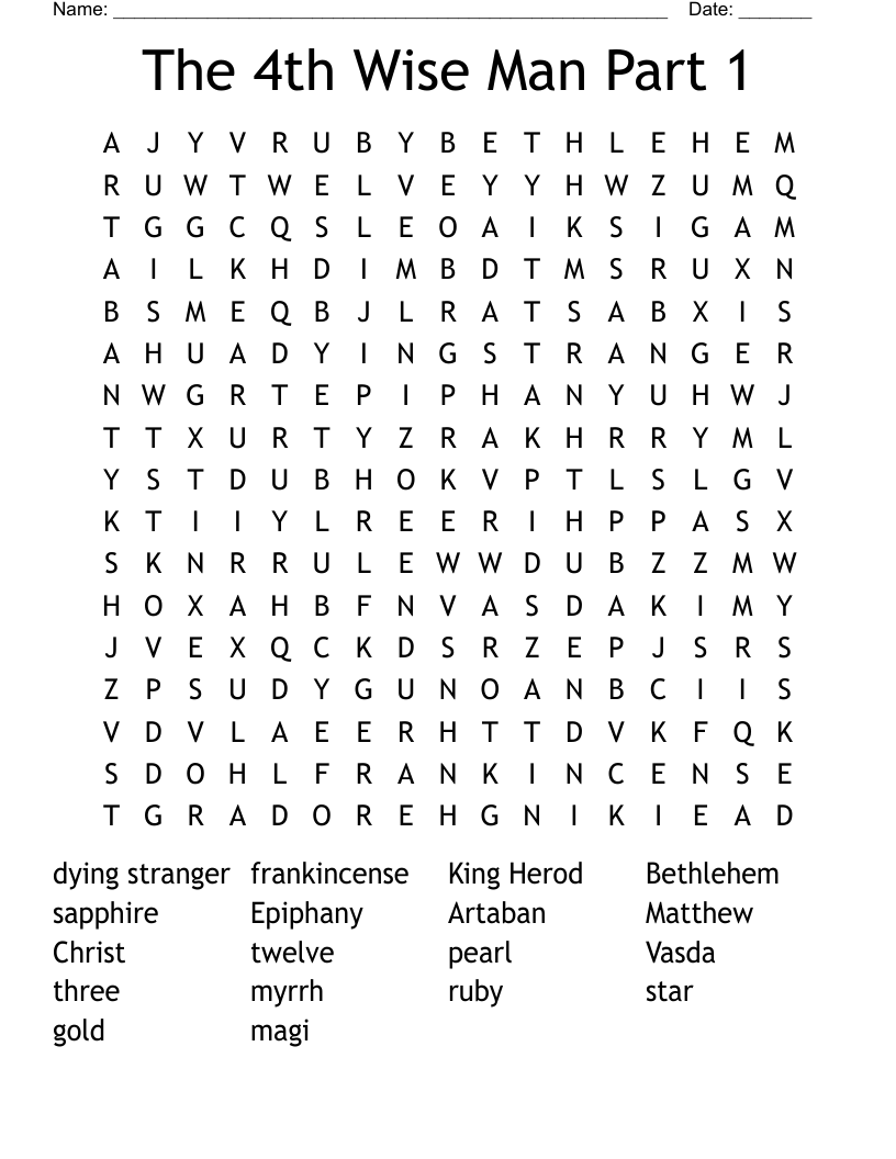 The 4th Wise Man Part 1 Word Search