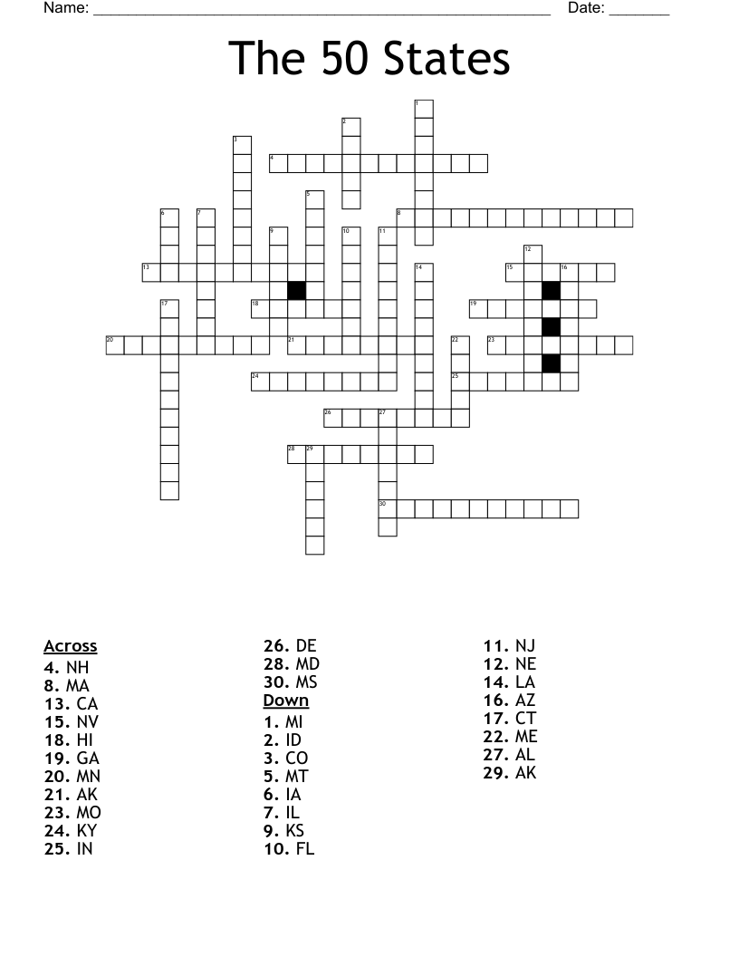 The 50 States Crossword