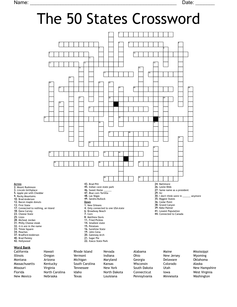 The 50 States Crossword