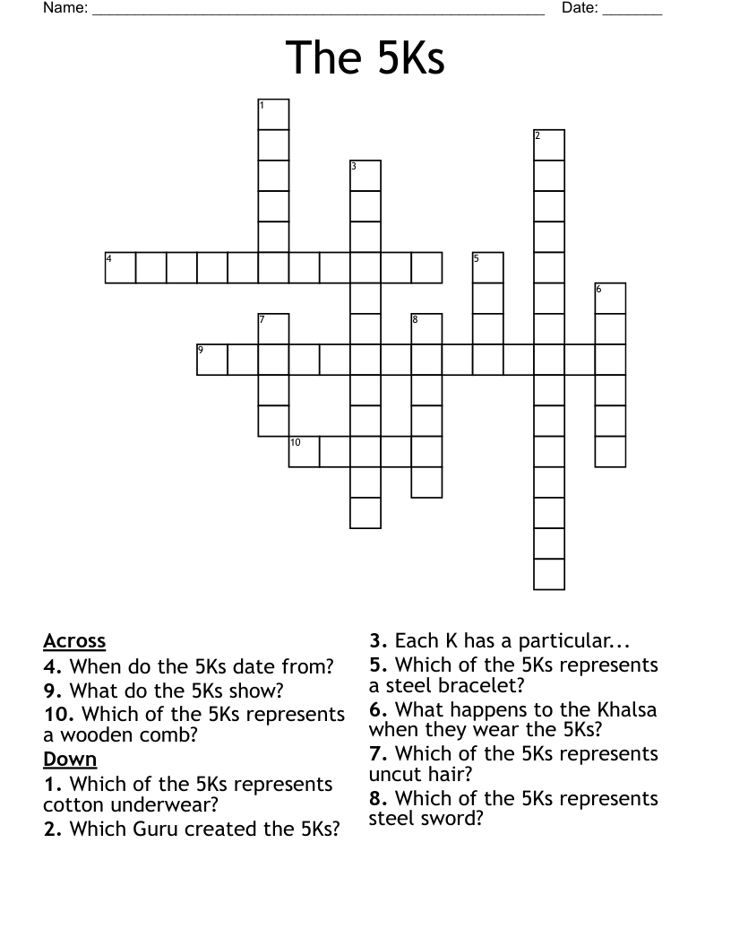 The 5Ks Crossword