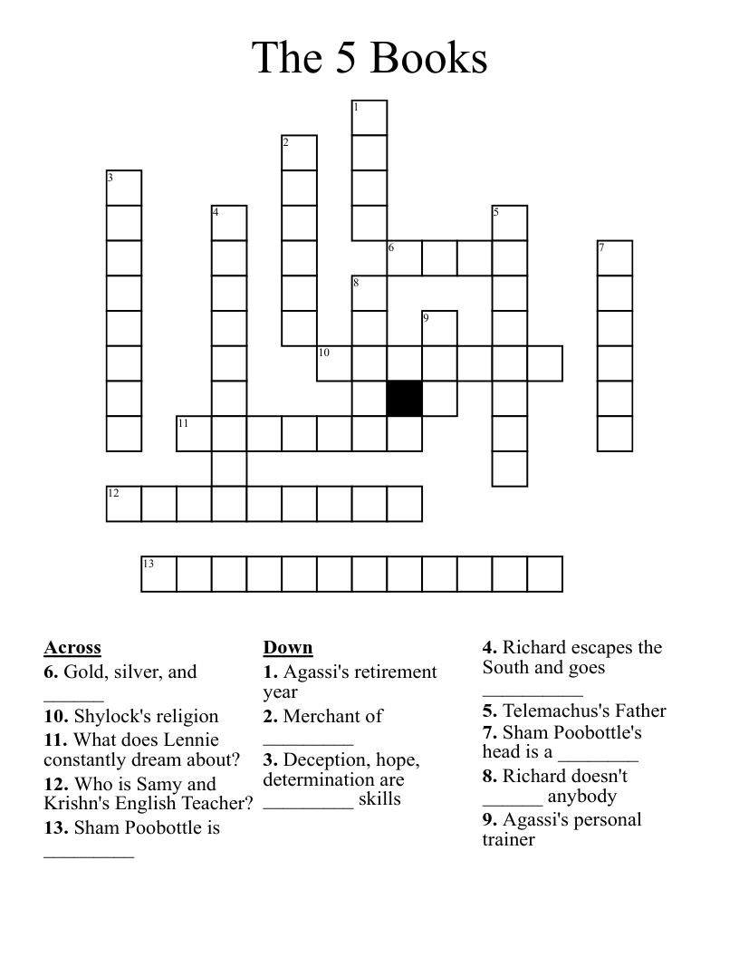 The 5 Books Crossword