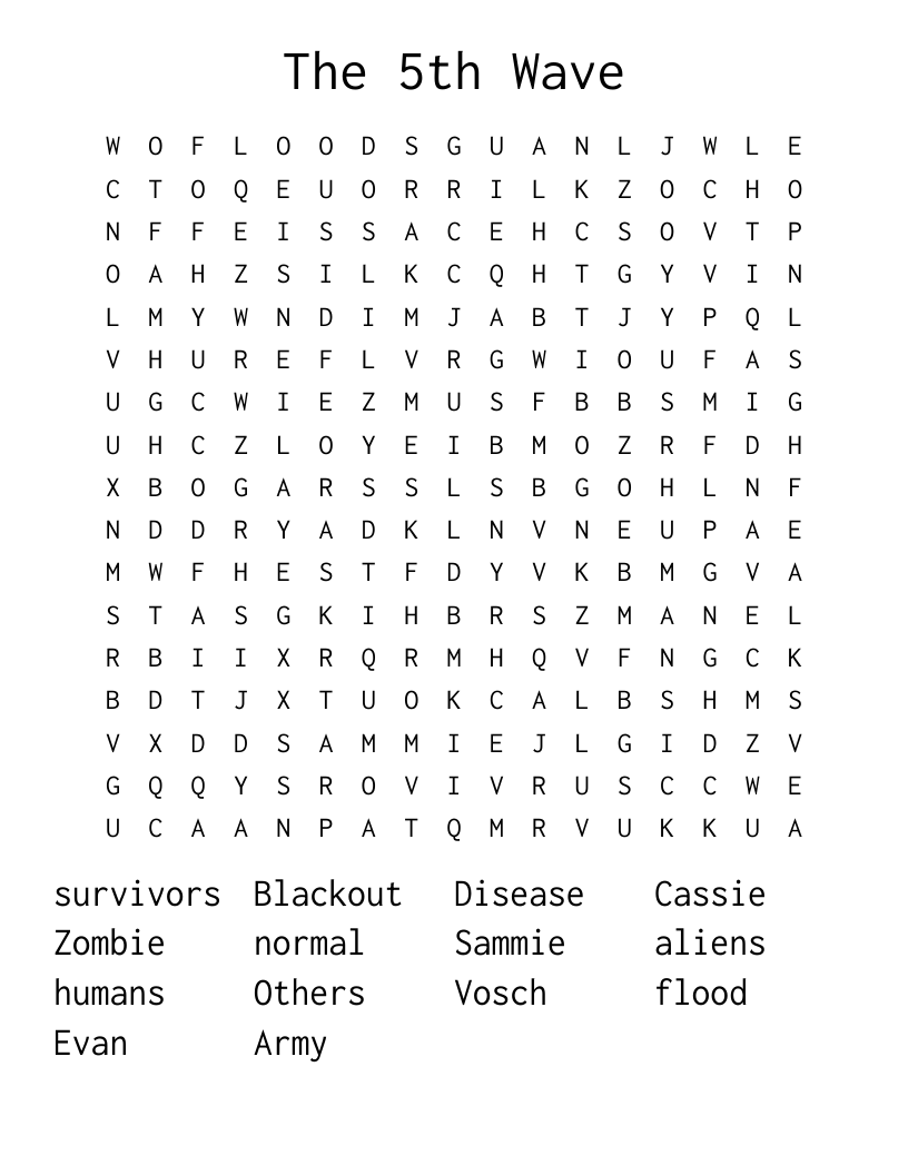The 5th Wave Word Search