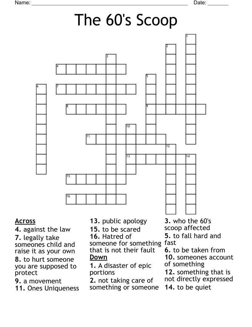 The 60's Scoop Crossword