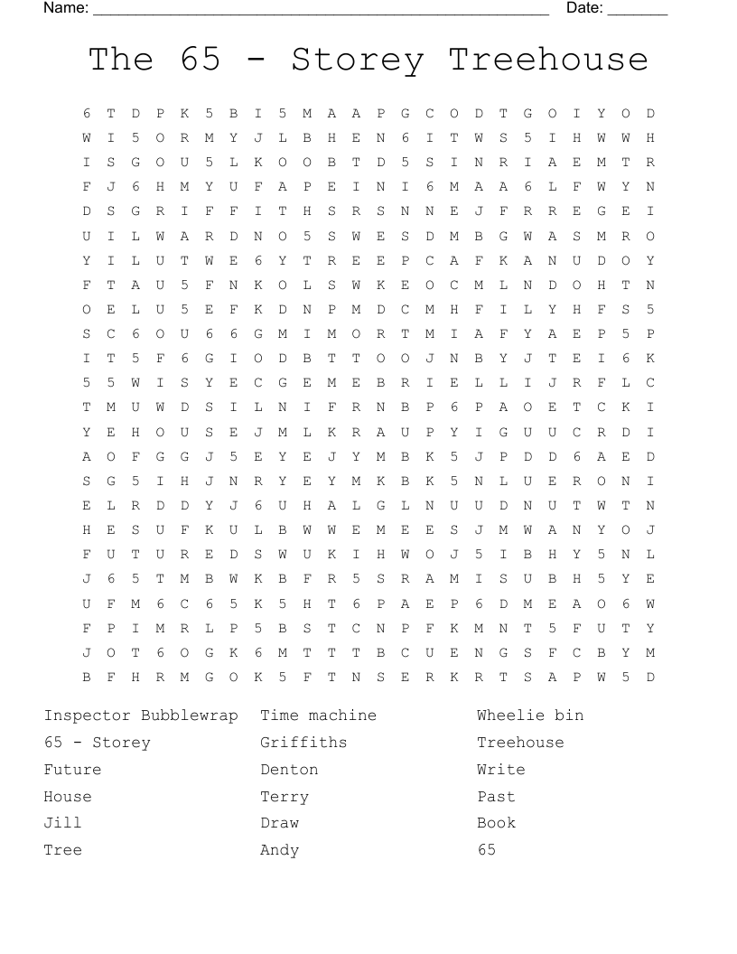 The 65 - Storey Treehouse  Word Search
