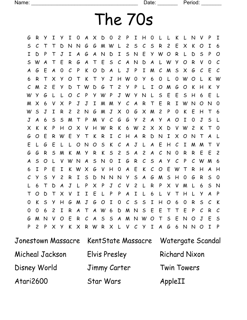 The 70s Word Search