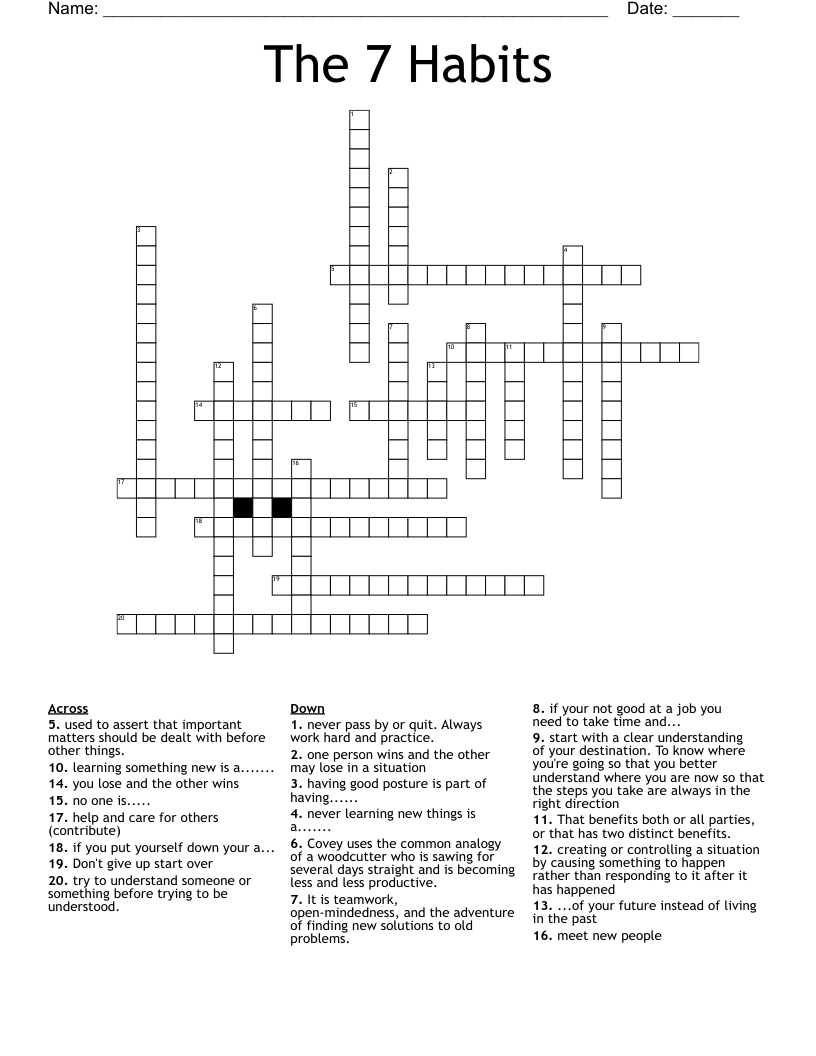 The 7 Habits Crossword