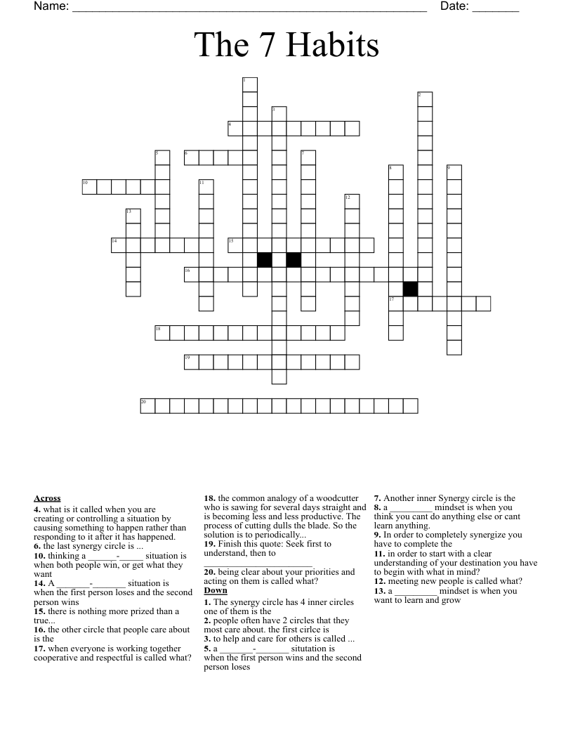 The 7 Habits Crossword