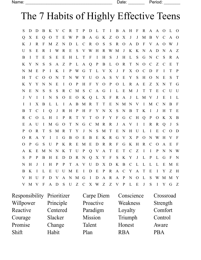 The 7 Habits of Highly Effective Teens Word Search