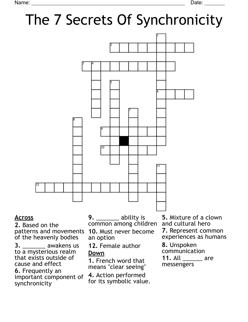 The 7 Secrets Of Synchronicity Crossword