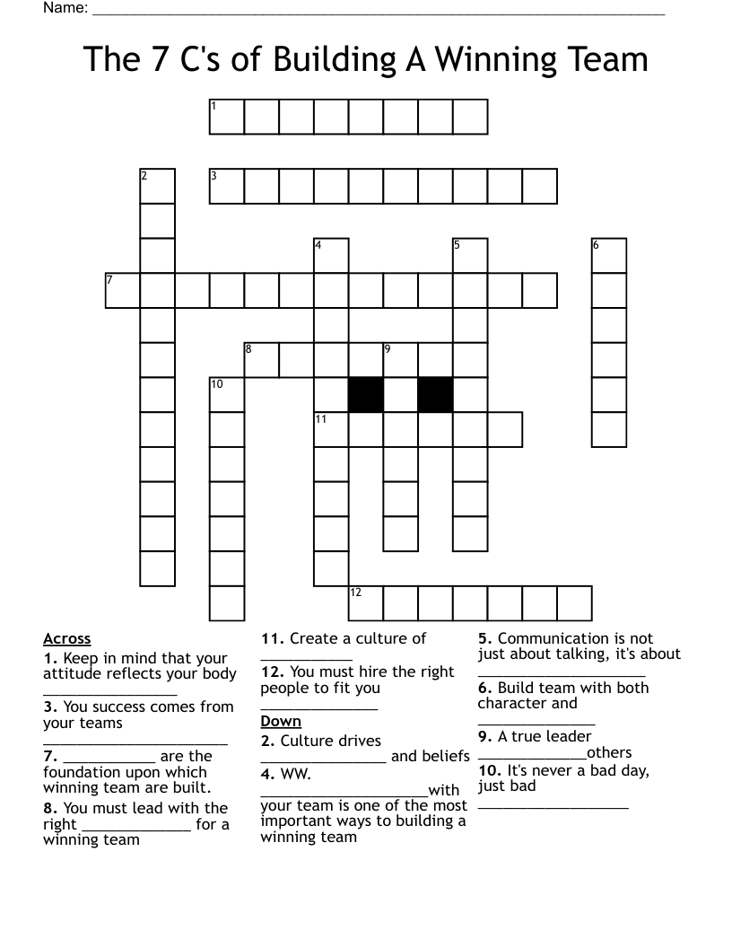 The 7  C's of Building A Winning Team Crossword