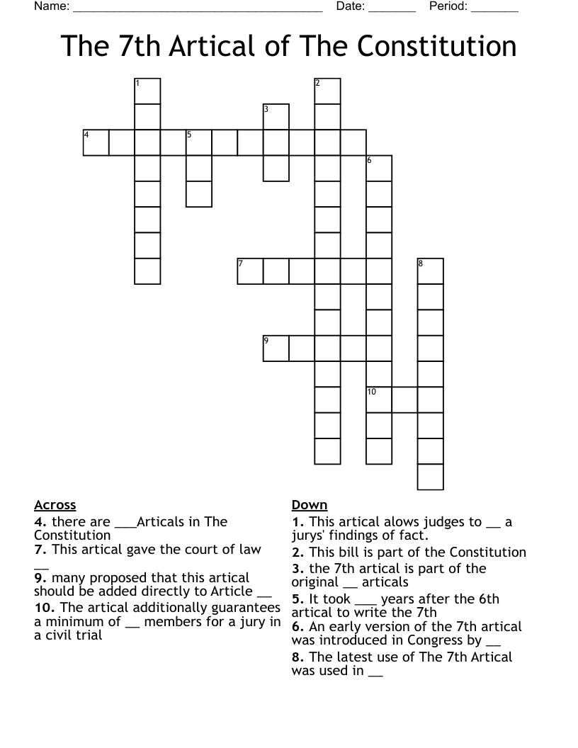 The 7th Artical of The Constitution Crossword