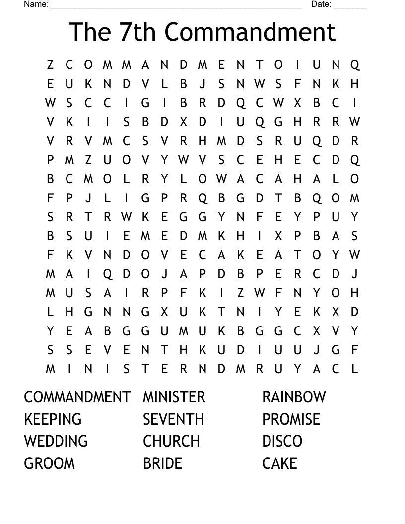 The 7th Commandment Word Search