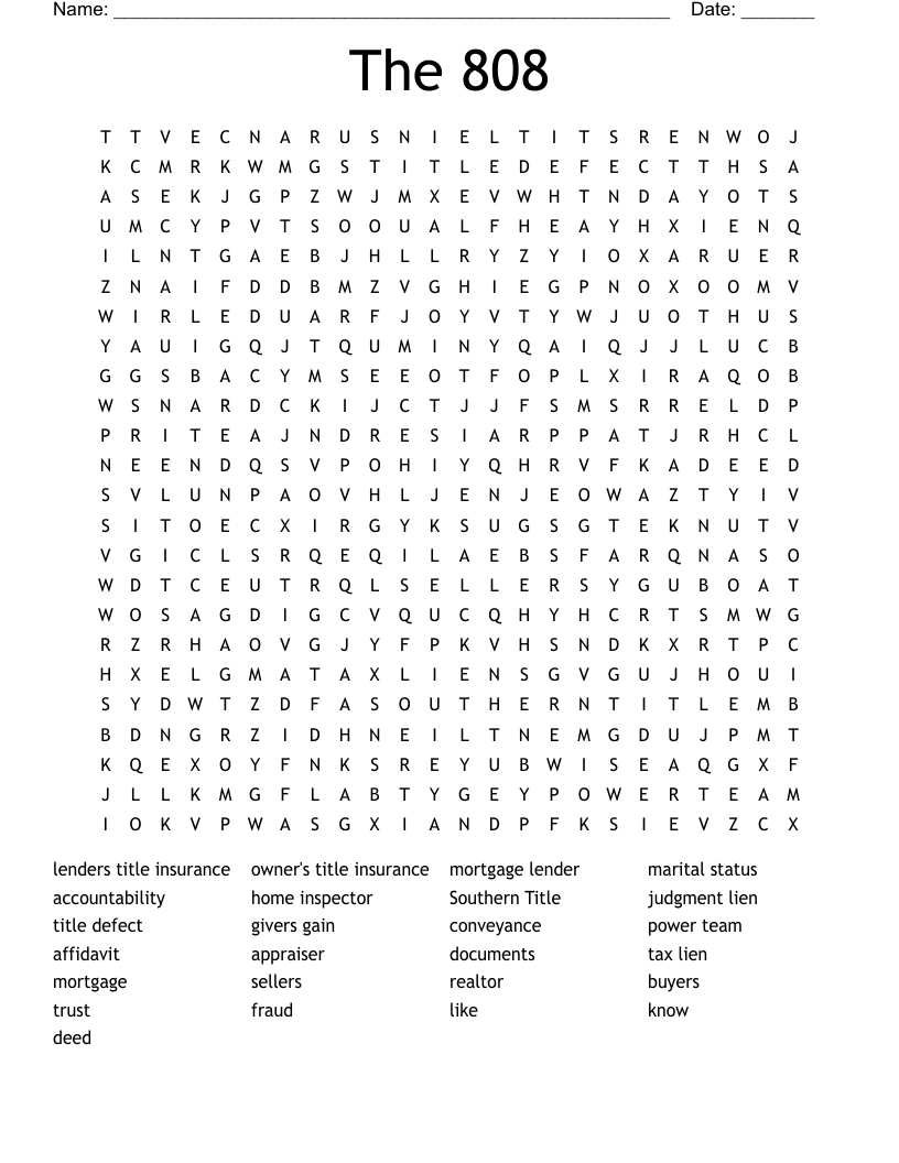 The 808 Word Search