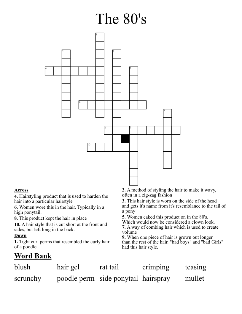 The 80's Crossword