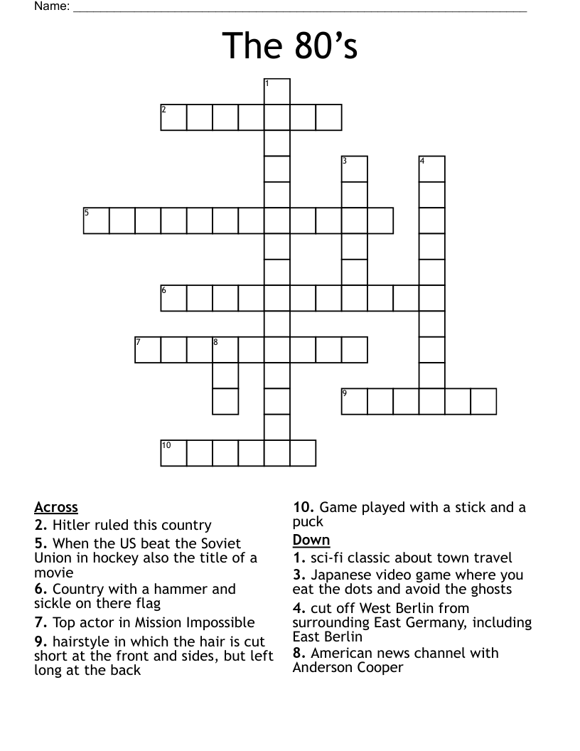 The 80’s Crossword