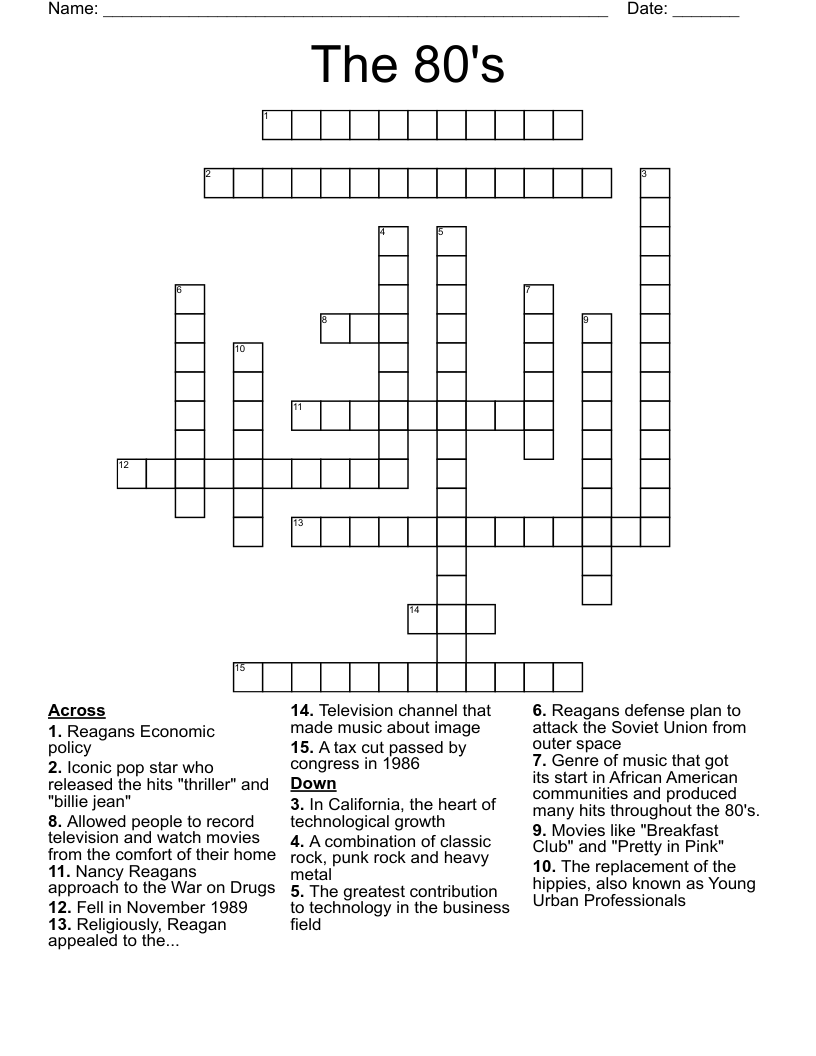 The 80's Crossword