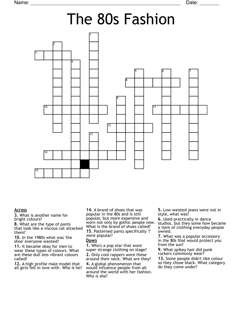 The 80s Fashion Crossword