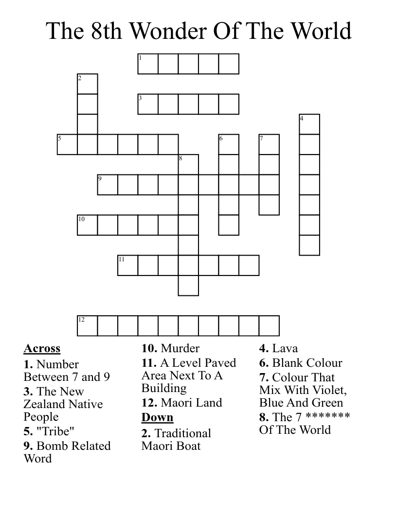 The 8th Wonder Of The World Crossword
