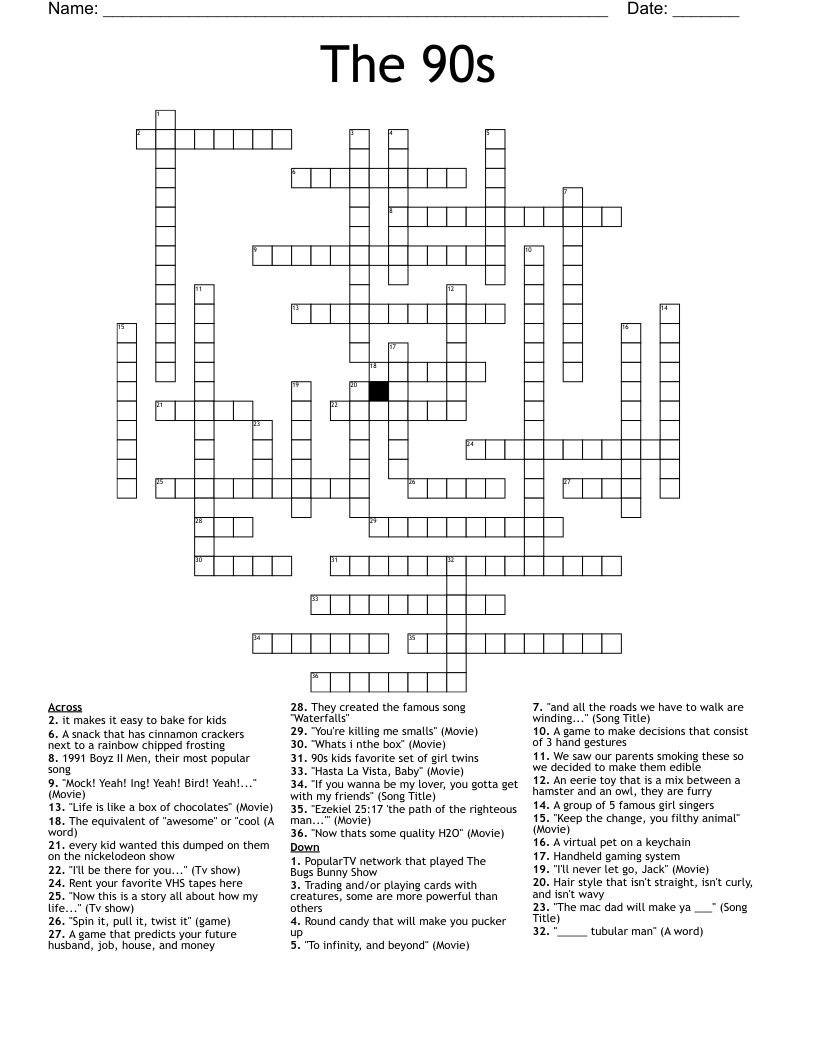 The 90s Crossword