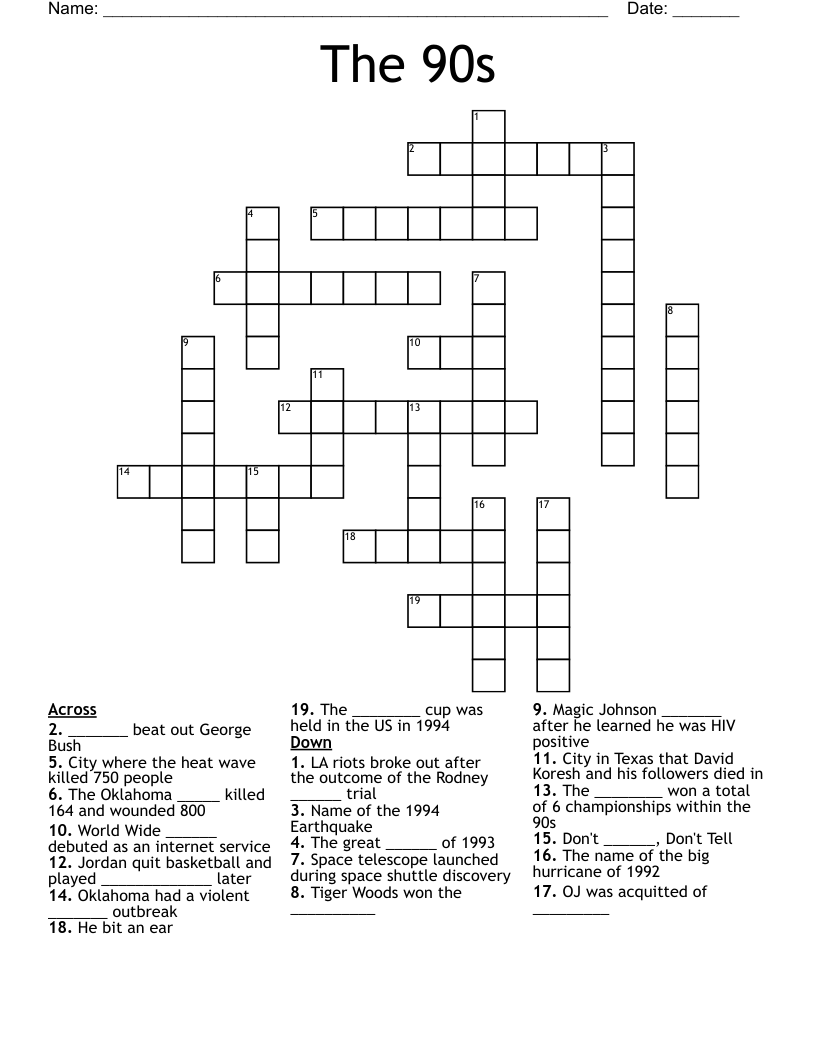 The 90s Crossword