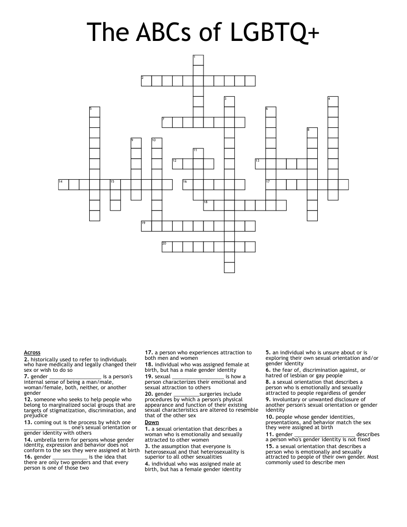 The ABCs of LGBTQ+ Crossword