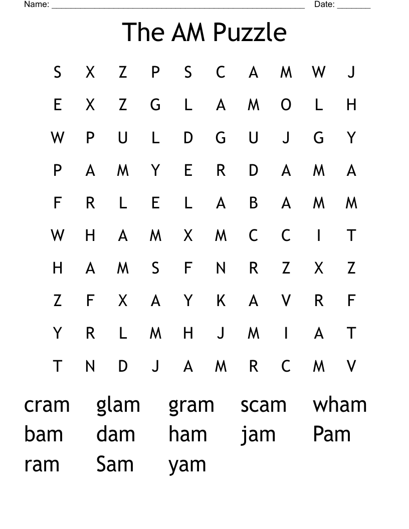 The AM Puzzle Word Search