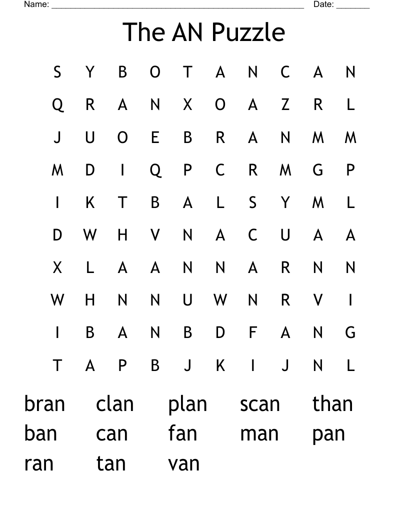 The AN Puzzle Word Search