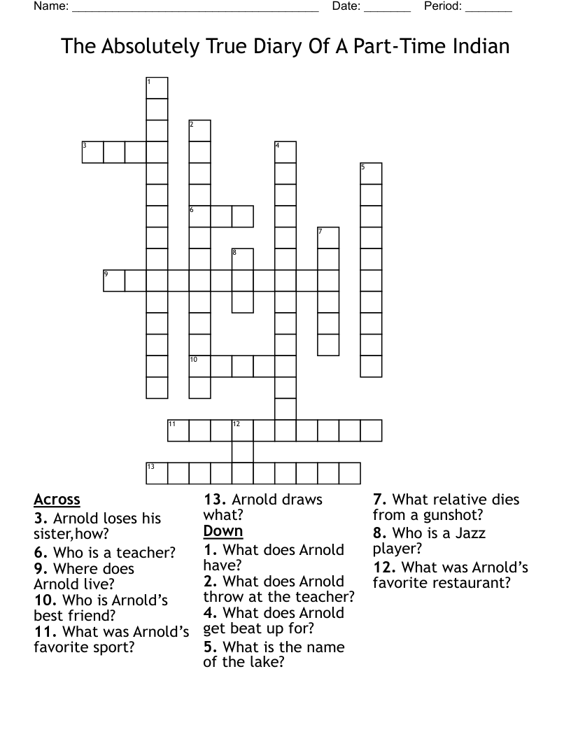 The Absolutely True Diary Of A Part-Time Indian Crossword