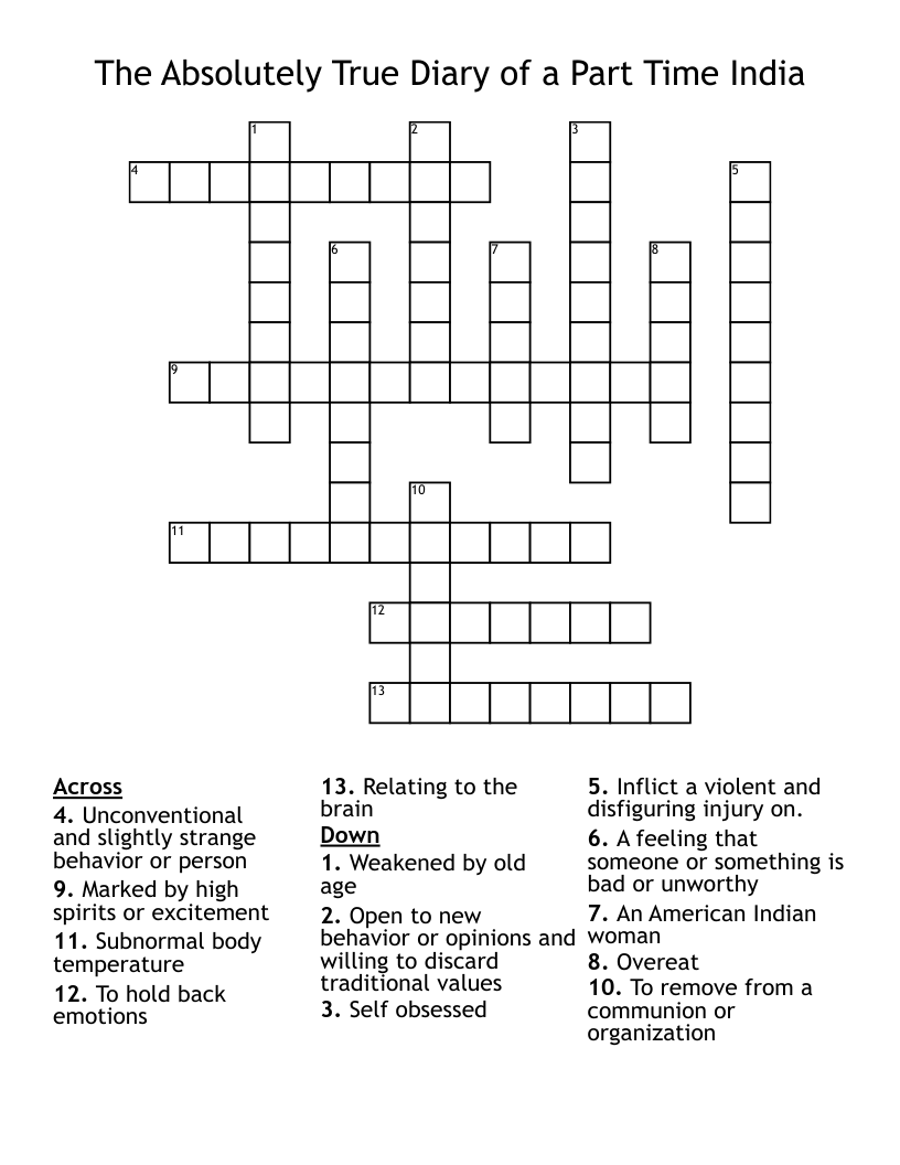 The Absolutely True Diary of a Part Time India Crossword