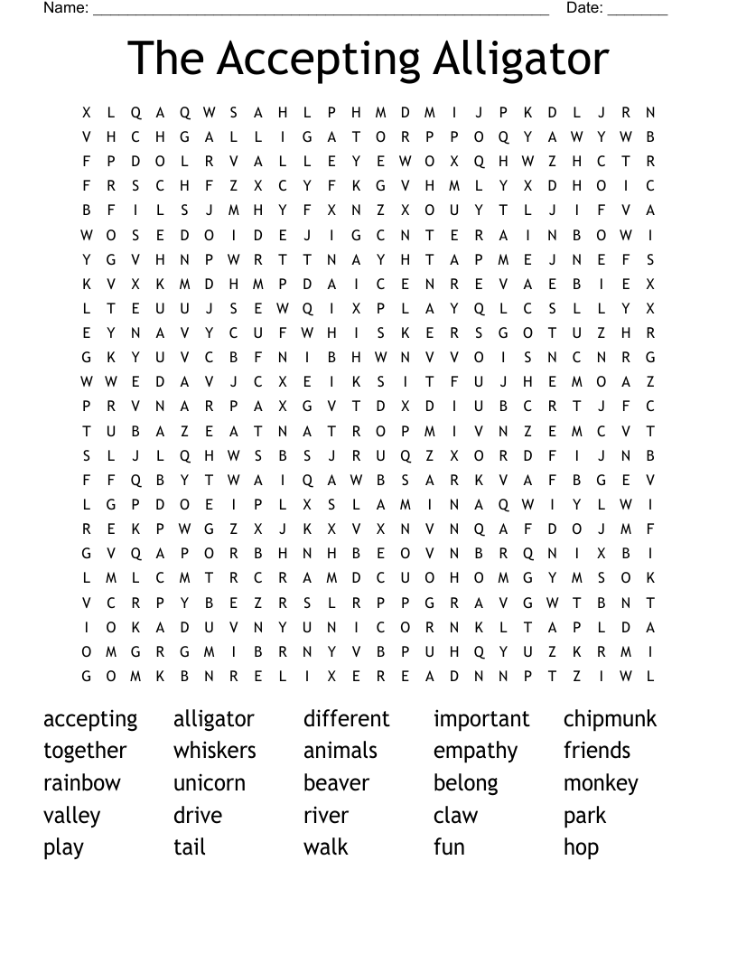 The Accepting Alligator Word Search