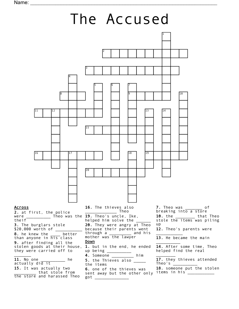 The Accused Crossword