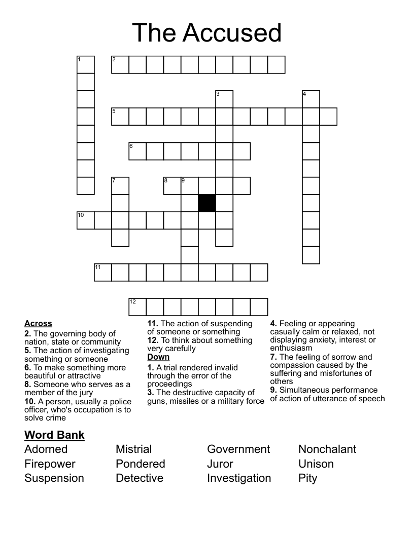 The Accused Crossword