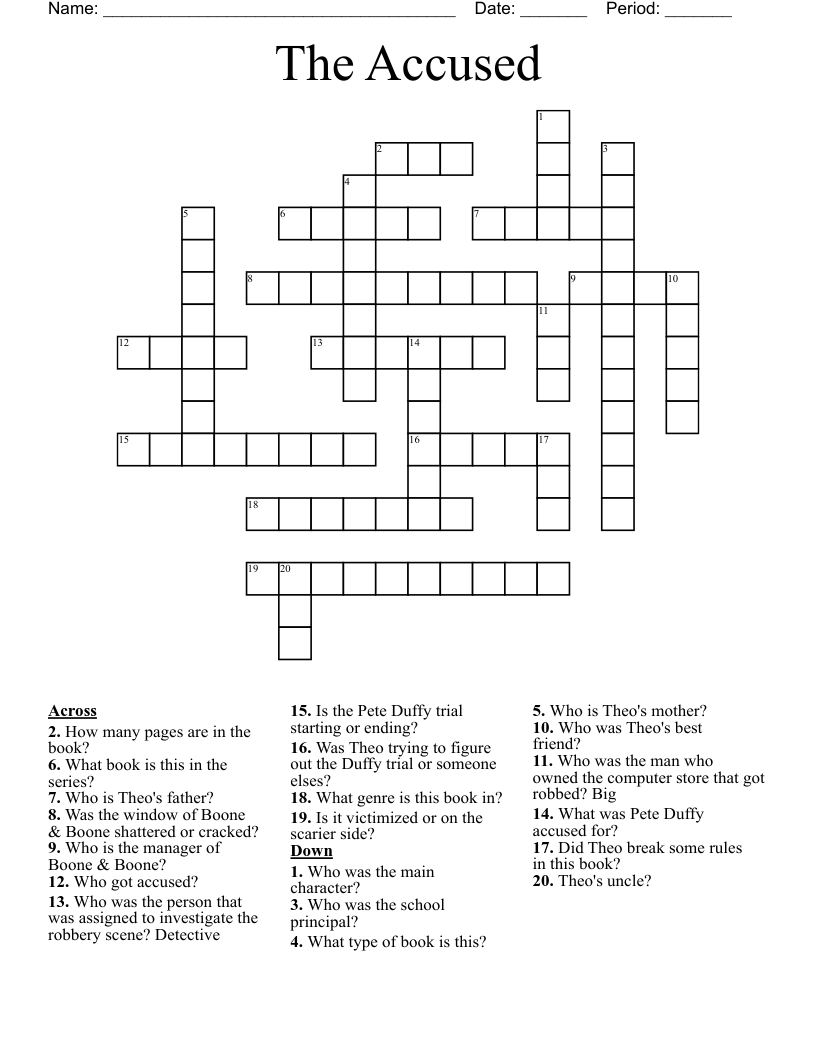 The Accused  Crossword