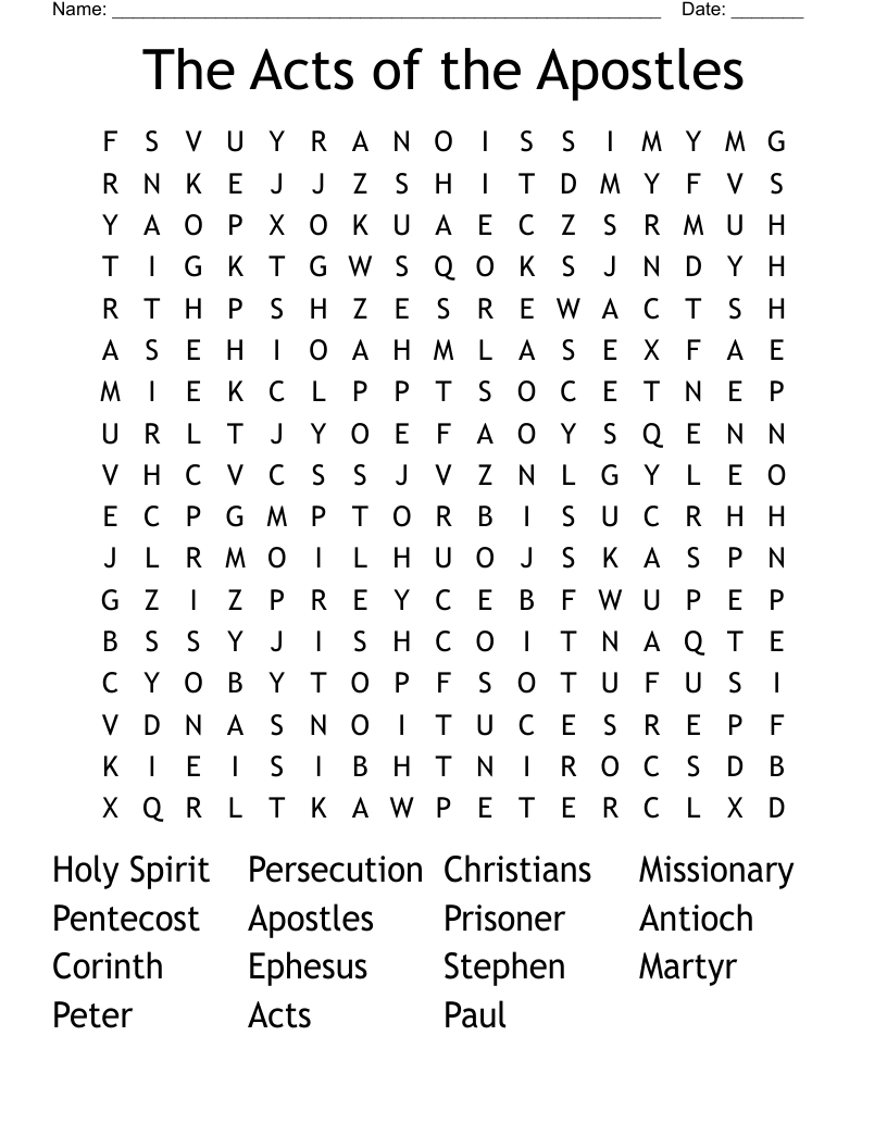 The Acts of the Apostles  Word Search