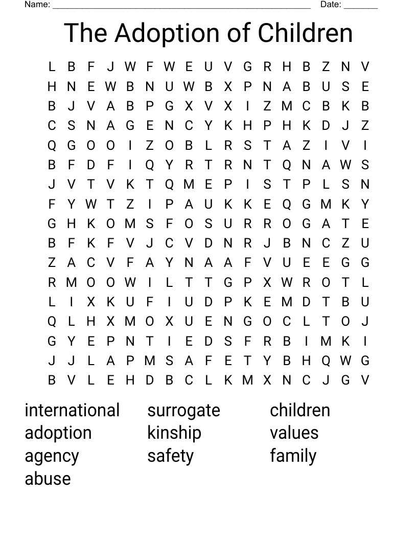 The Adoption of Children Word Search
