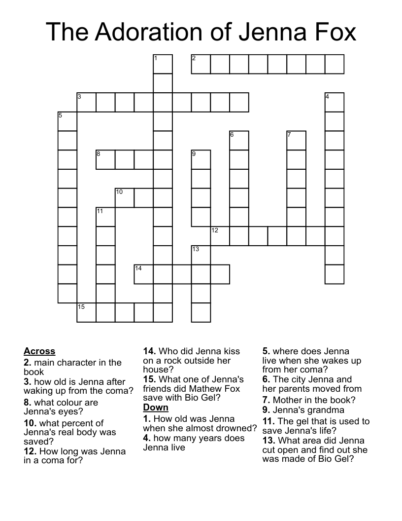 The Adoration of Jenna Fox Crossword
