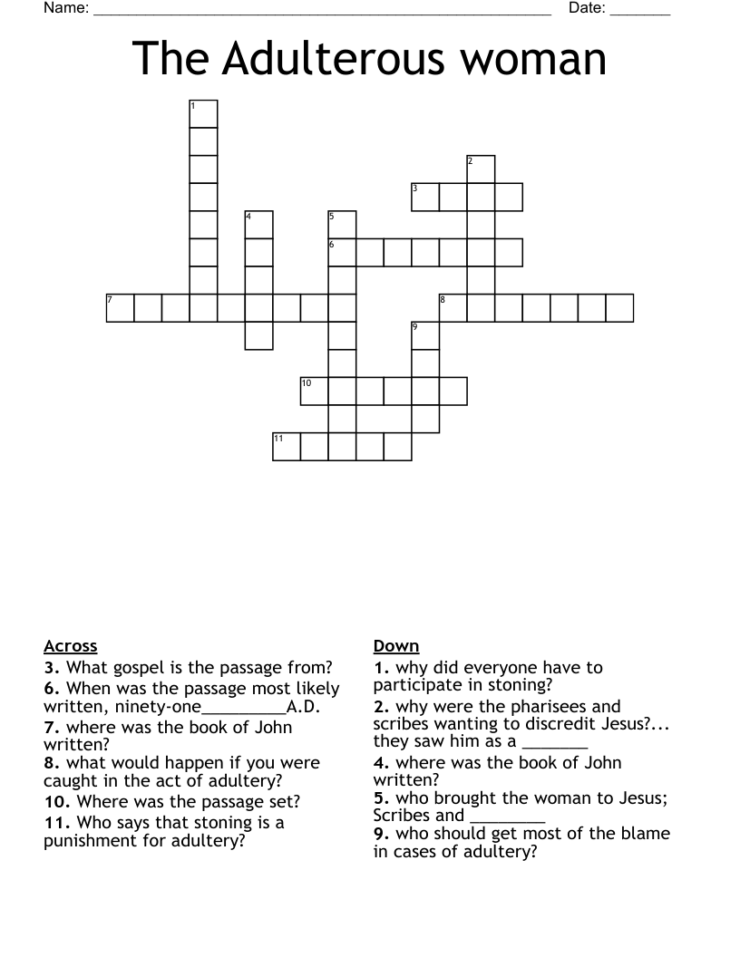 The Adulterous woman Crossword