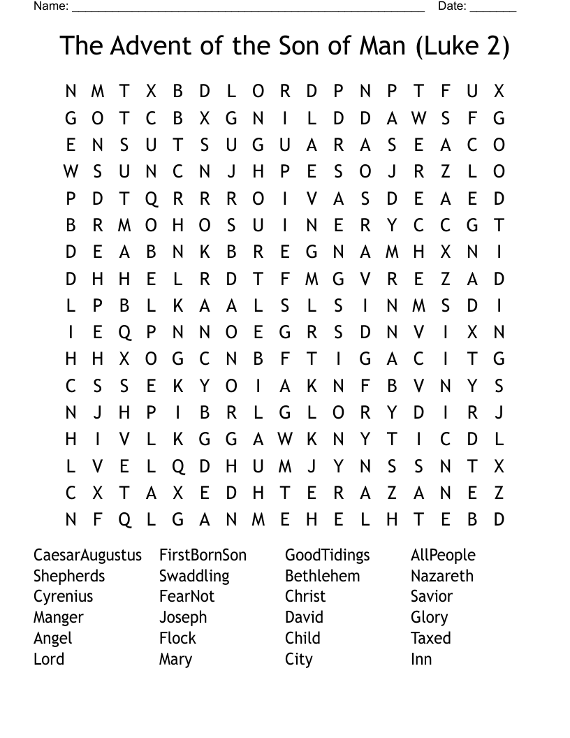 The Advent of the Son of Man (Luke 2) Word Search