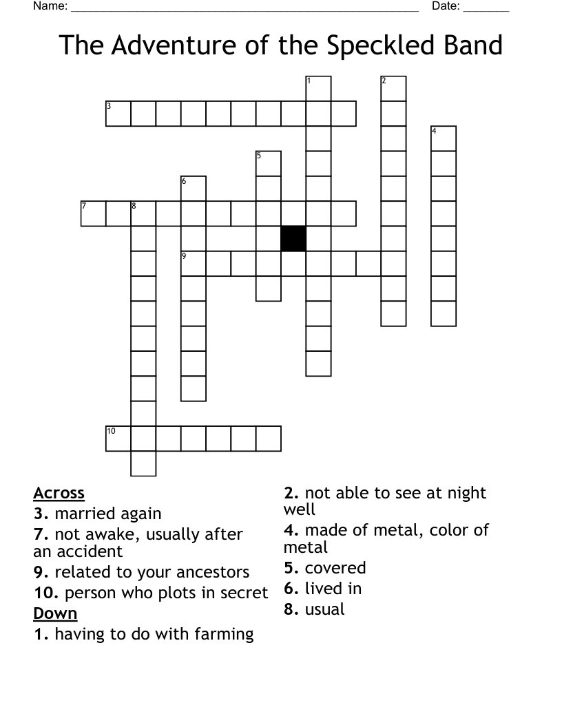 The Adventure of the Speckled Band Crossword