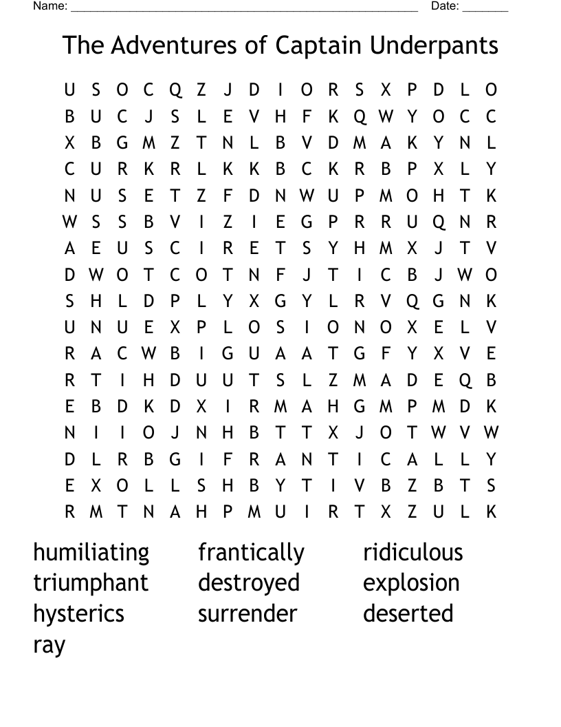 The Adventures of Captain Underpants  Word Search