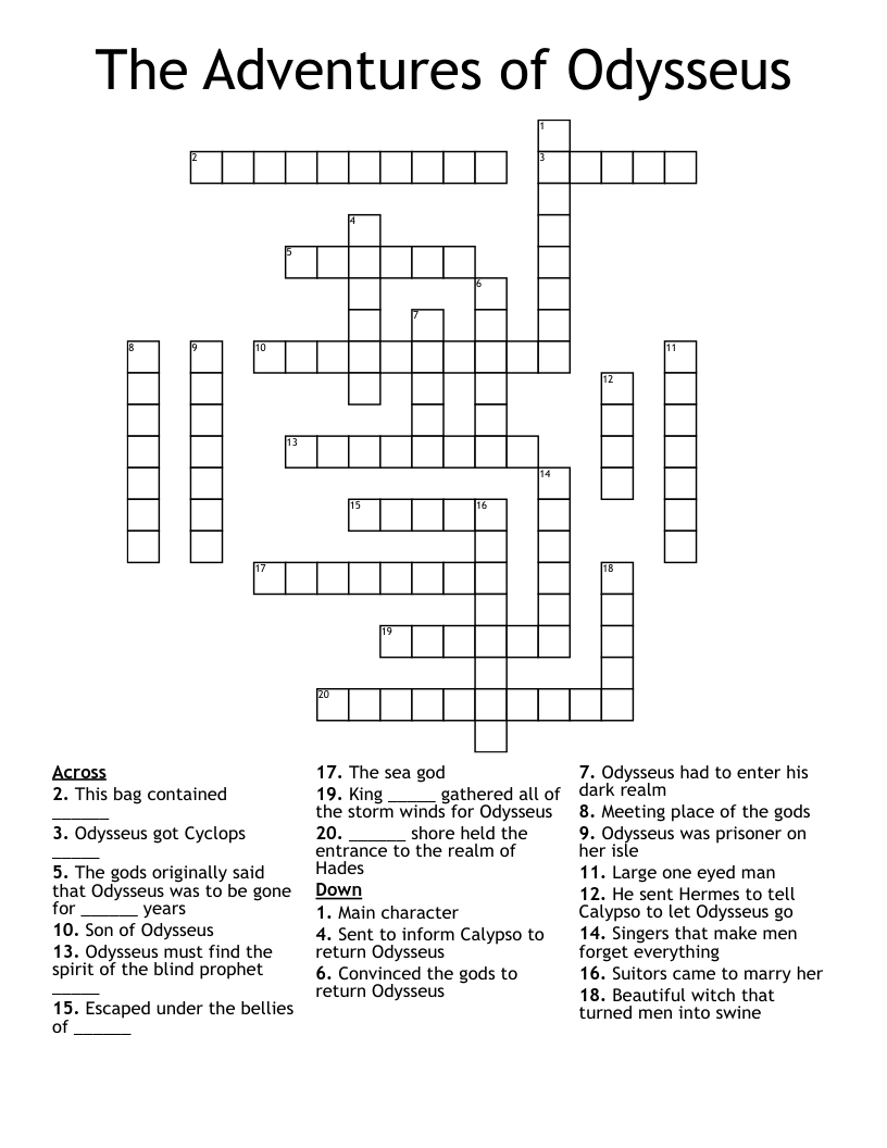 The Adventures of Odysseus Crossword