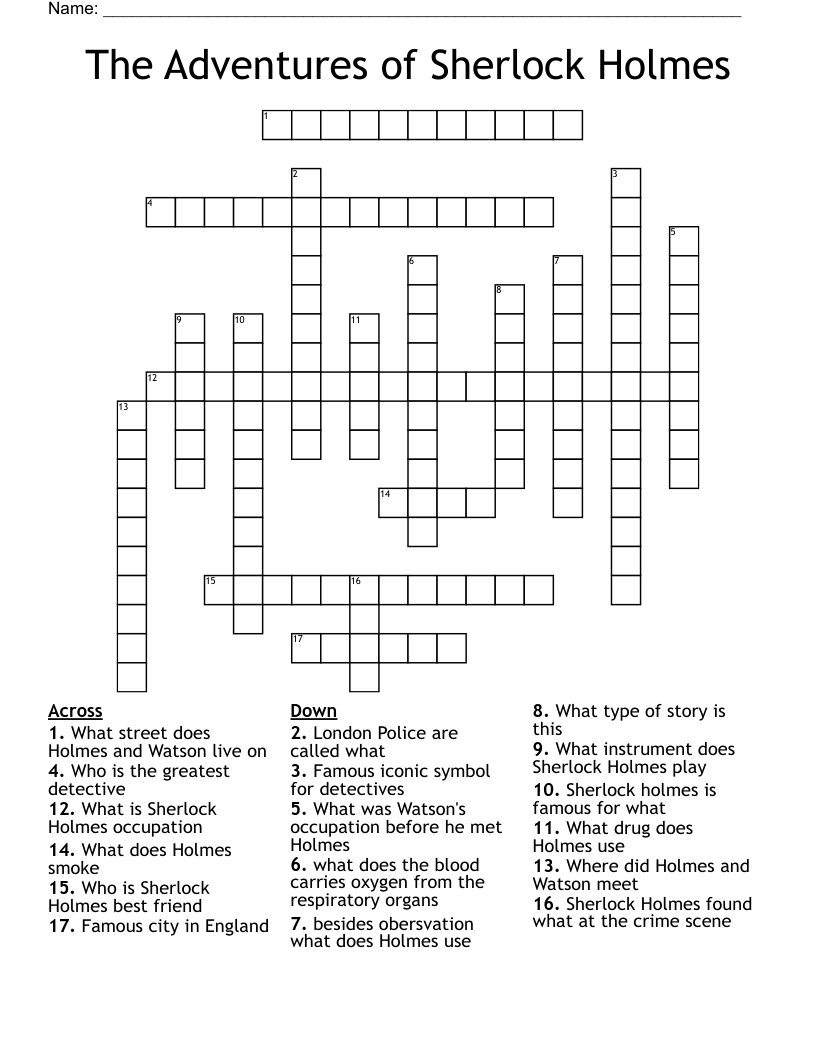 The Adventures of Sherlock Holmes Crossword
