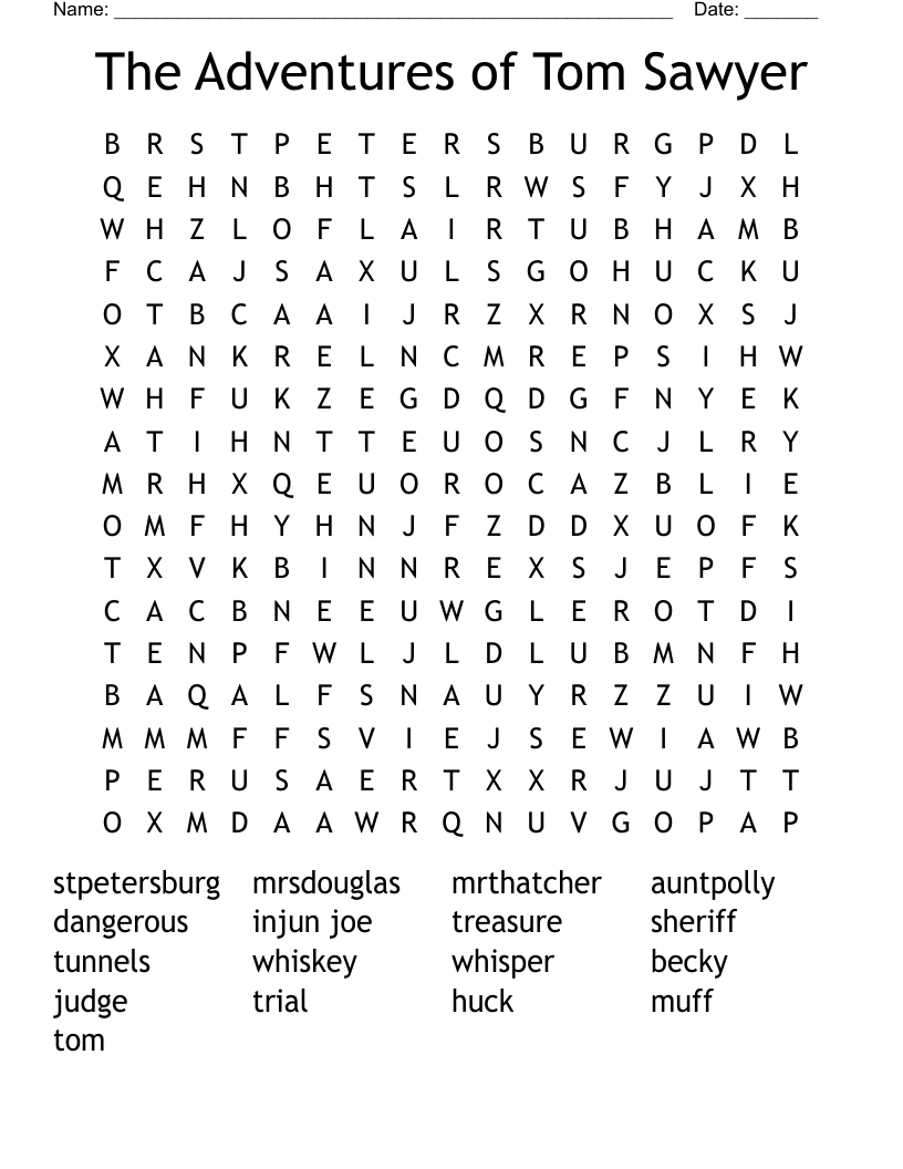 The Adventures of Tom Sawyer Word Search