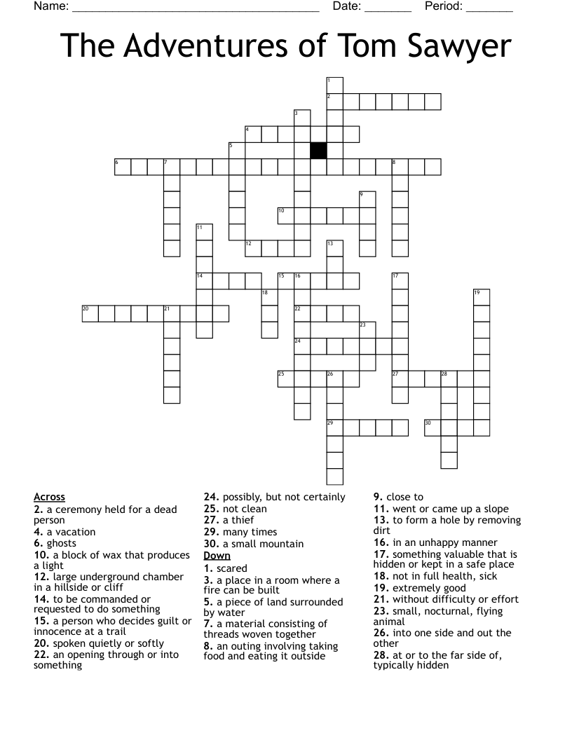 The Adventures of Tom Sawyer Crossword