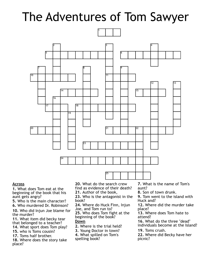 The Adventures of Tom Sawyer Crossword
