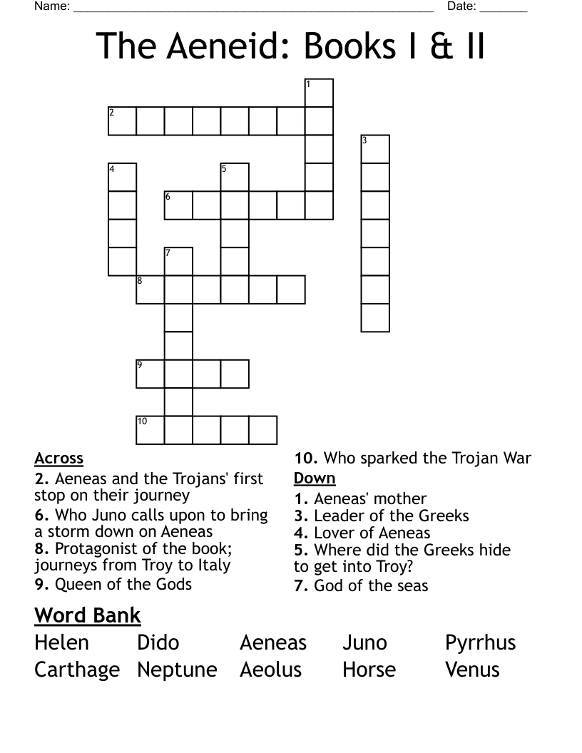 The Aeneid: Books I & II  Crossword