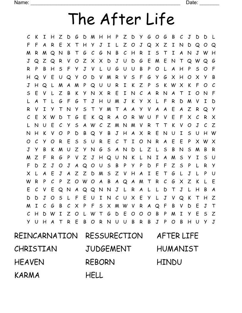 The After Life Word Search